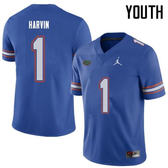 Youth Florida Gators #1 Percy Harvin NCAA Jordan Brand Royal Authentic Stitched College Football Jersey XYS8162TB